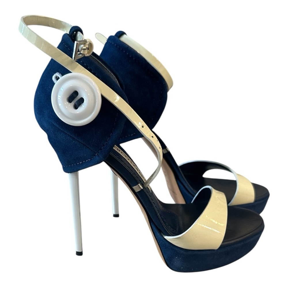 Blue/white heeled sandals - gianmarco Lorenzi